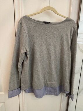 J. Crew Mercantile Light Gray Shirt with Subtle Blue Trim